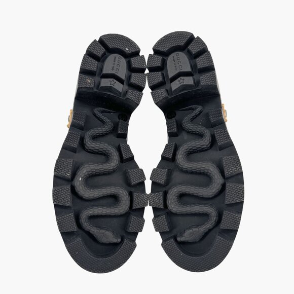 Gucci Sylvie Trip Black Leather Lace Up Combat Boots Size 36.5 US 6.5 Women's - Picture 14 of 15